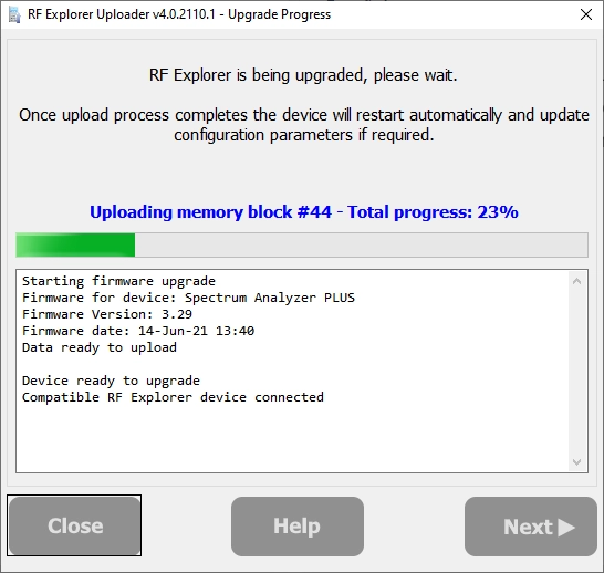 Uploader upgrade progress