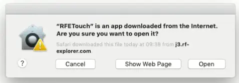RFETouch warning message allow open